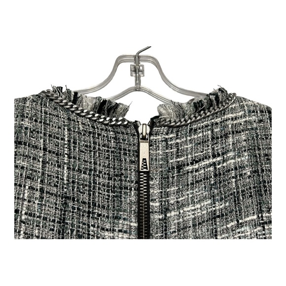 Rachel Zoe Monte Fringe Mini Dress Women’s Green Woven Metallic Tweed Dress Sz 6 - Picture 5 of 6